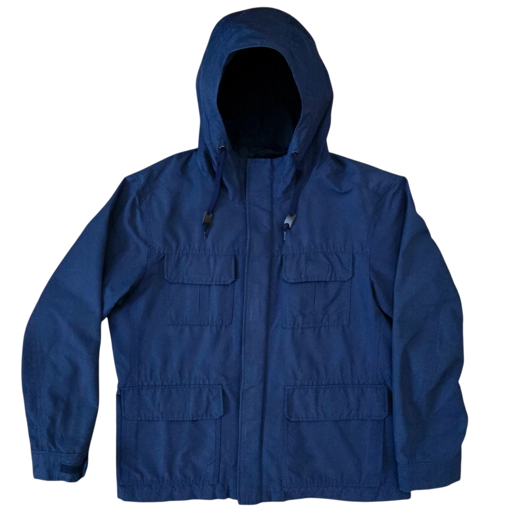 Uniqlo Mountain Parka Field Jacket Mens Size L Navy Blue Hooded Utility Hiking